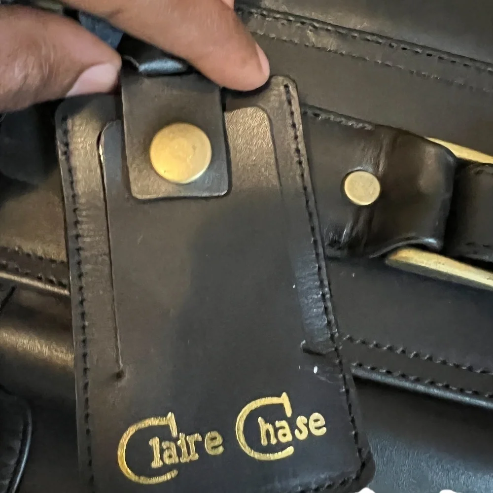 Claire Chase‎ Classic Garment Black Bag Saddle